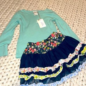 Matilda Jane SZ 4-6 Ruffle Skirt and Waffle Top